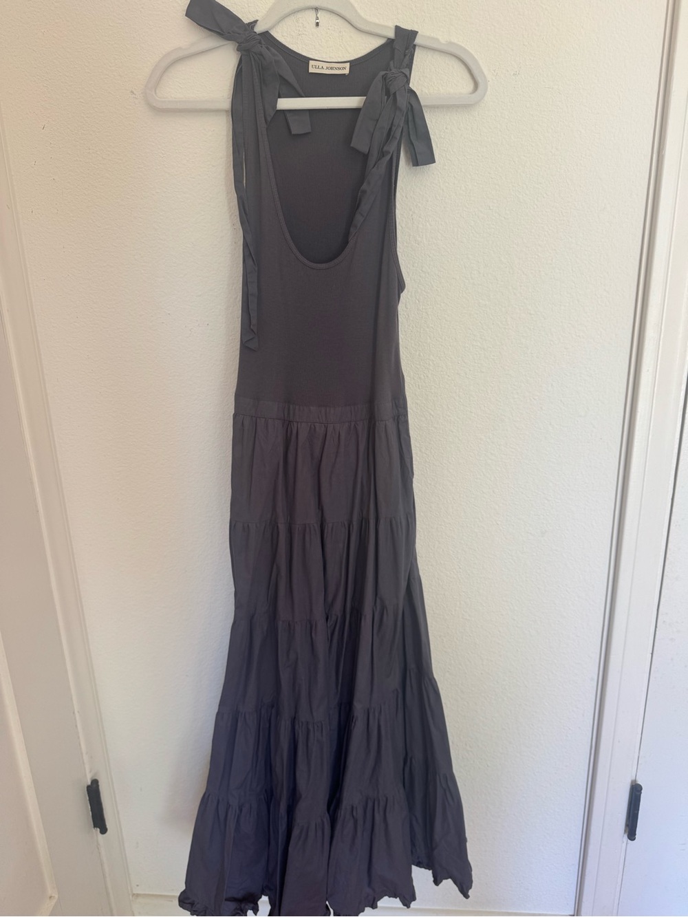 Ulla Johnson Hope dress Sleeveless Tiered Midi Dress with Tie Shoulders - Picture 2 of 5